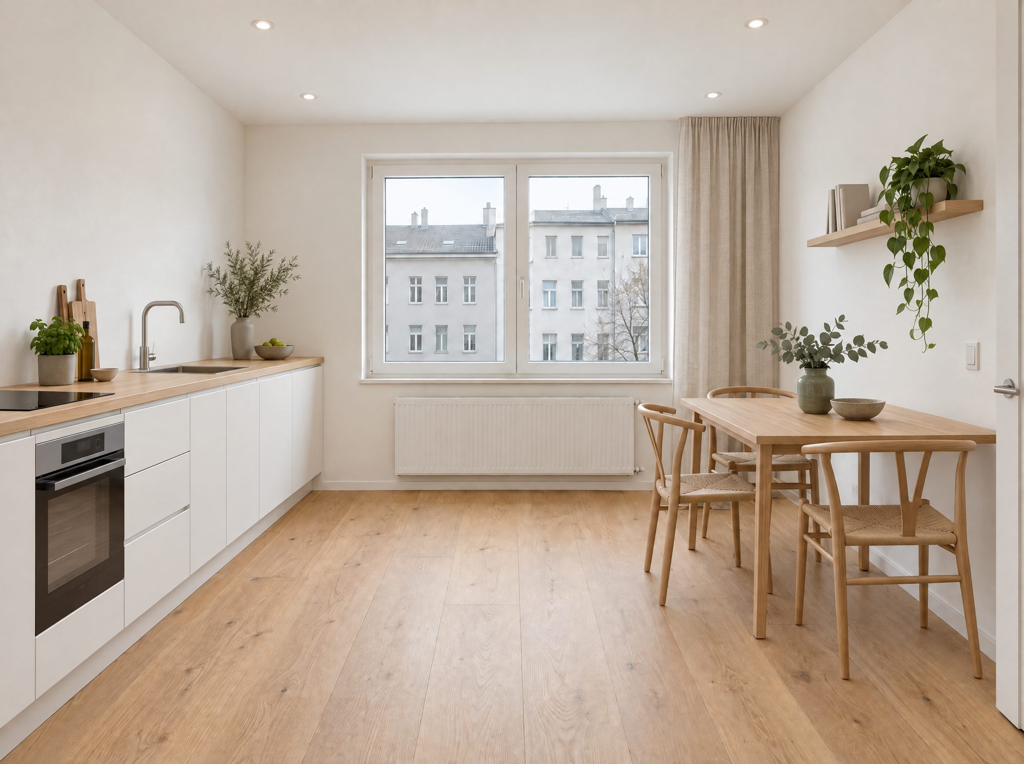 Wohnküche einer sanierten Wohnung, Visualisierung